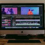 A computer showing a video during the editing process.