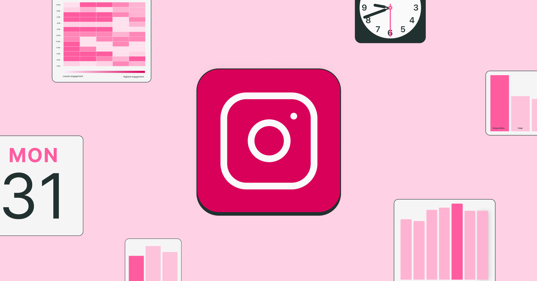 instagram accounts in a pink colour
